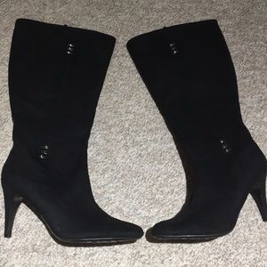 Black high calf boots